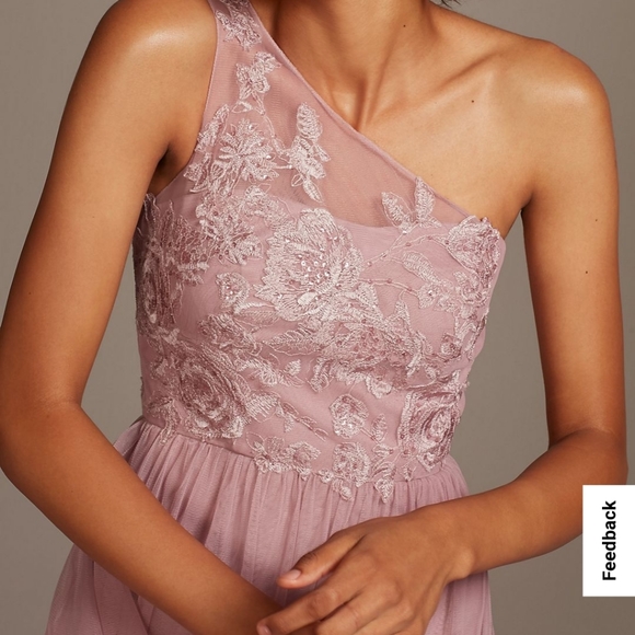 Petal Colored One Shoulder Bridesmade Dress from David's Bridal - Picture 2 of 5